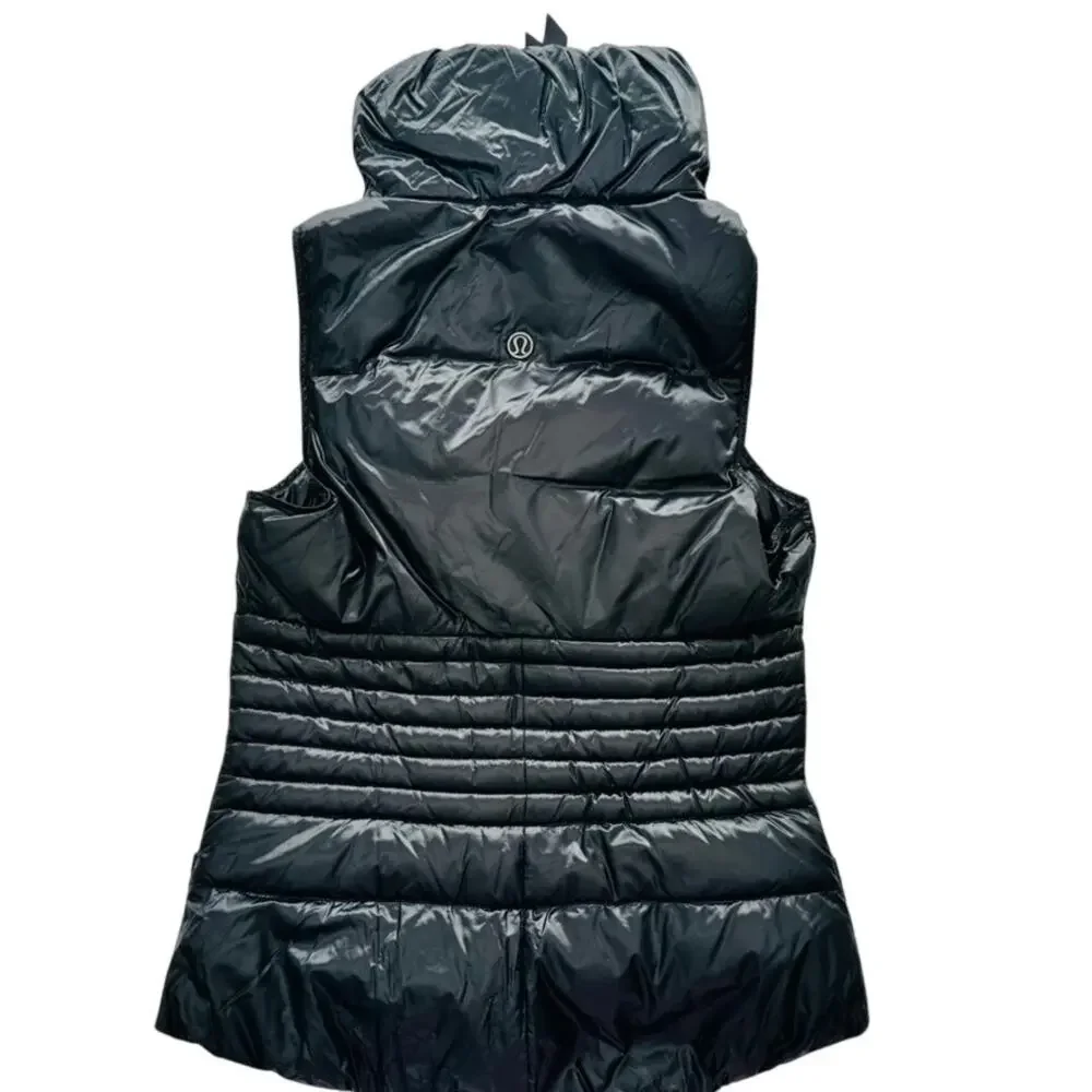 Lululemon Fluffin Awesome Goose Down Vest Shine Black Size 6 Puffer Winter Ski
